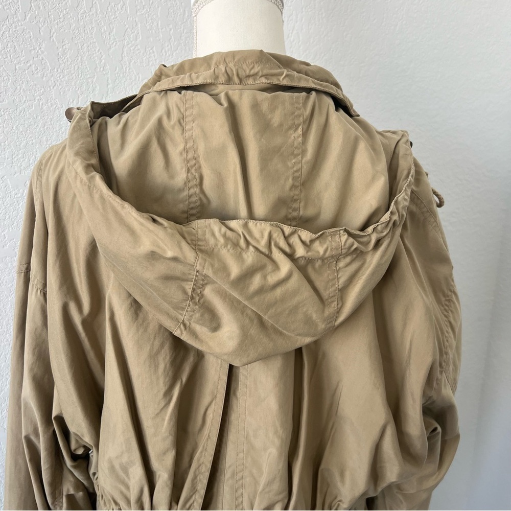 Vintage 80s/90s DKNY Khaki‎ Tan Hooded Coat Size Small - Picture 6 of 9
